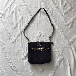 Alexis Bendel black quilted fabric bag.Michael Kors bag strap